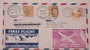 HAWAII VIA SF 2 FLIGHTS 1935 APRIL 16/APRIL 23 B/S ALAMEDA