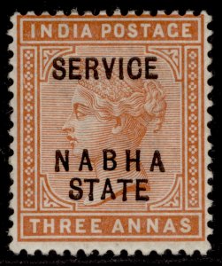 INDIAN STATES - Nabha QV SG O11, 3a orange, M MINT. Cat £32.