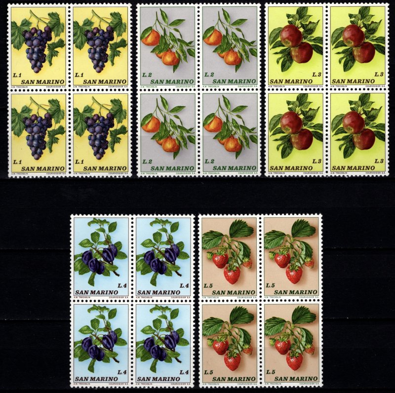 San Marino 1973 Fruit, Part Set blocks to 5l [Mint]