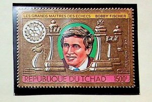 CHAD Sc 433A NH GOLD FOIL ISSUE OF 1982 - CHESS - B.FISCHER - (AA23)