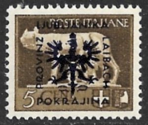 YUGOSLAVIA German Occupation Ljubljana 1944 5c Sc N36 MNH