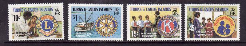 Turks & Caicos Is.-Sc#452-5-unused NH set-Lion's club-Kiwanis-Rotary-1980-