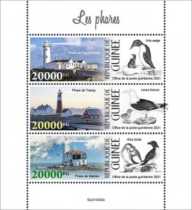 GUINEA - 2021 - Lighthouses - Perf 3v Sheet - Mint Never Hinged