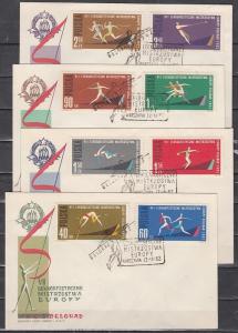 Poland, Scott cat. 1079-1086. Track & Field issue. 4 First Day Covers. ^