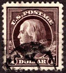 1917, US $1, Benjamin Franklin, Used, Well-Centered, faulty, Sc 518