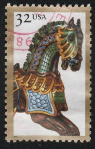 SC# 2978 - (32c) - Carousel Horses - Used Single