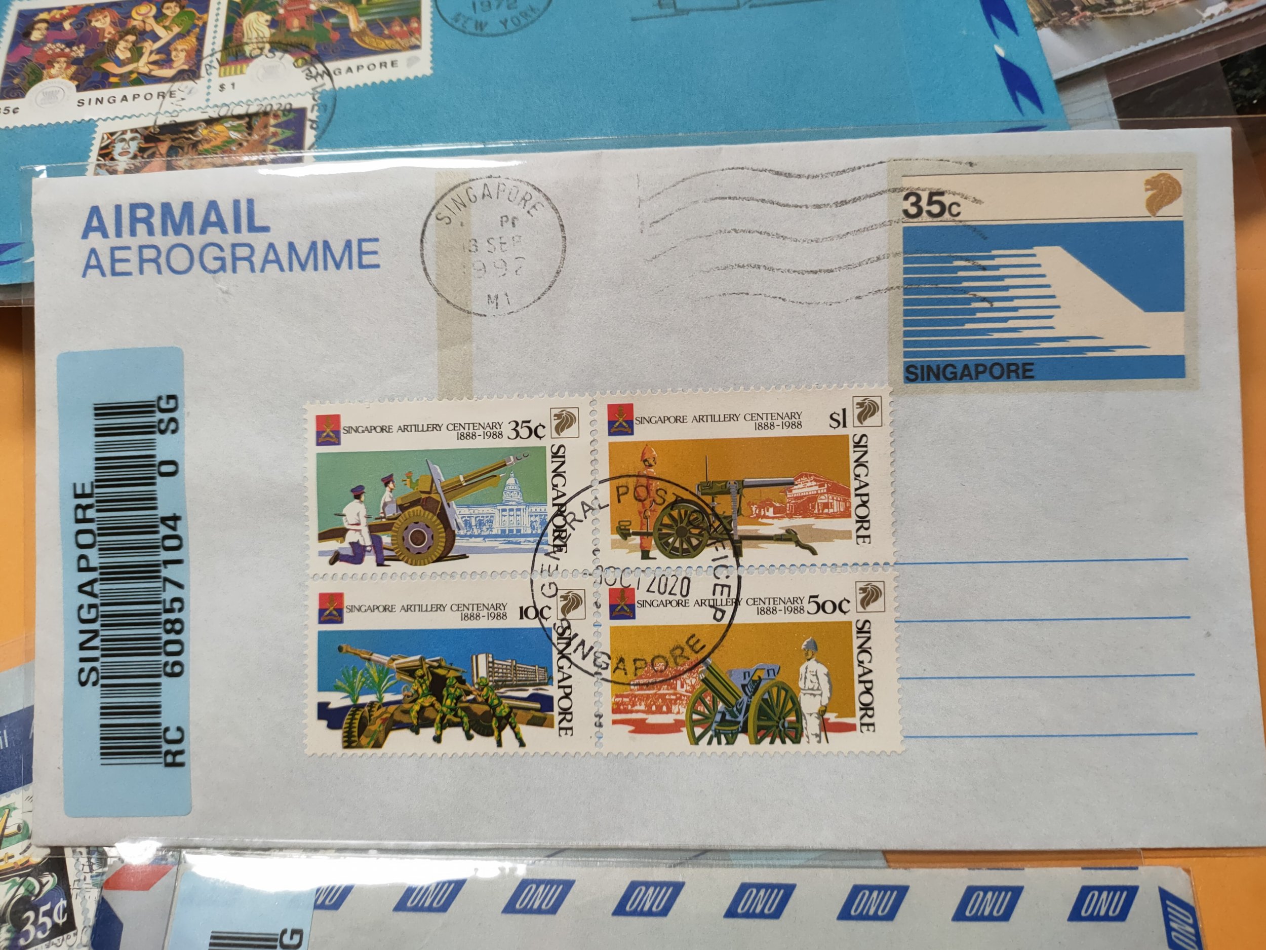 Singapore 1992 35c U/a Registered Aerogram With Singapore Stamp