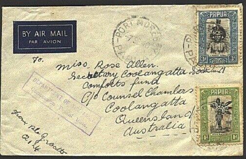 PAPUA 1940 Army Concession rate airmail cover Port Moresby to Australia....93351