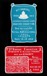 POSTER STAMPS 21ST ANNUAL EXHIBITION CONFECTIONERS BAKERS & GROCERY LONDON 1913