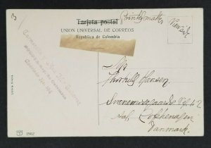 1914 Bogota Colombia Copenhagen Denmark S Francisco Bridge RPPC Postcard Cover 