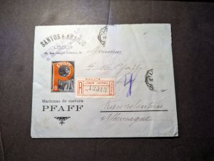 1925 Registered Portugal Cover Lisbon to Kaiserslautern Germany G M Pfaff