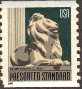 US Used 10 cent Scott# 3769 New York Public Library Lion VF