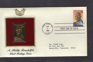 2402 Philip Randolph, FDC PCS Gold Replica addressed