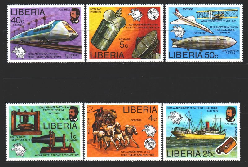 Liberia. 1976. 997-1002. Postal transport, satellite, horses. MNH.