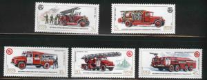 Russia Scott 5410-5414 MH* Fire engine stamp set 1985