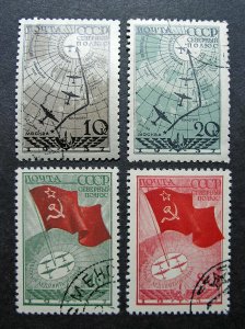 Russia 1938 #625-628 CTO H OG Russian USSR Soviet North Pole Flight Set $9.40!!