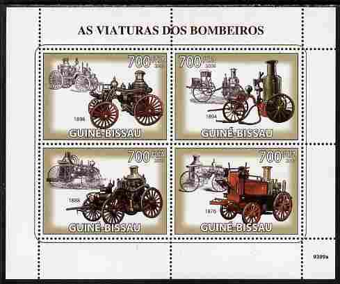 Guinea - Bissau 2009 Old Fire Engines perf sheetlet conta...