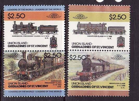 Union Is-Grenadines of St Vincent-Sc#56-7- id6-unused NH set-Trains-Locomotives-