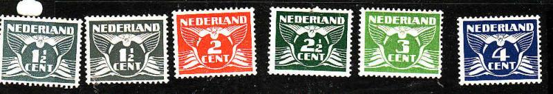 Netherlands-Sc#167-71-five unused hinged-1926-35-