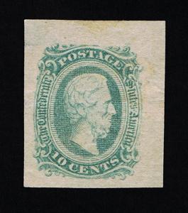 GENUINE CONFEDERATE CSA SCOTT #11d MINT GREEN DIE-A ARCHER & DALY PRINTING