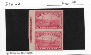 U.S. 2c Hudson-Fulton, Sc #373, MNH Vertical Imperf Pair (59200)