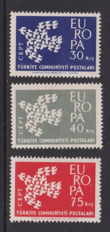 Turkey  #1553-1555  MNH  1962  Europa  dove