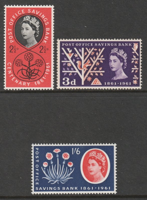 GB Scott 379/381 - SG623a/625a, 1961 Post Office Bank Set MH*