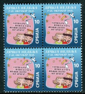 0613 SERBIA 2013 - Childrens Week - Surcharge Stamp - MNH Block of 4