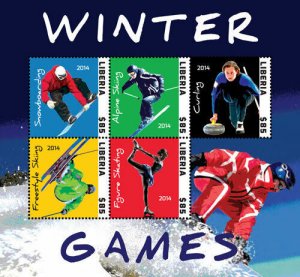 Liberia - 2014 WINTER GAMES - Sheet of 5 Stamps - MNH