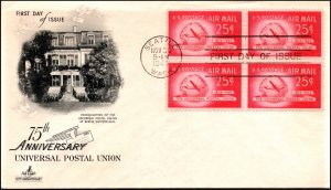 Scott C44 25 Cents Stratocruiser Artcraft FDC - Unaddressed Block Planty C44-UNL