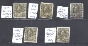 CANADA 119 USED SELECTION OF PRINT VARIETIES, SEE PICTURE FOR CAT #'s BS27610