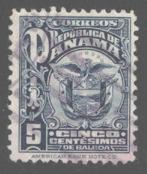 Panama  Scott 237 used coat of arms stamp Similar Cancel