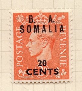 Somalia 1948 GVI Issue Fine Mint Hinged 20c. Surcharged BMA Optd NW-198931