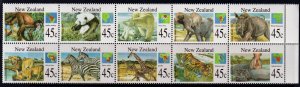 New Zealand 1994 Wild Animals Complete Mint MNH Set Block SC 1227-1236