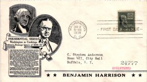 #828 Benjamin Harrison Prexie Presidential – Anderson Cachet Addressed to A...