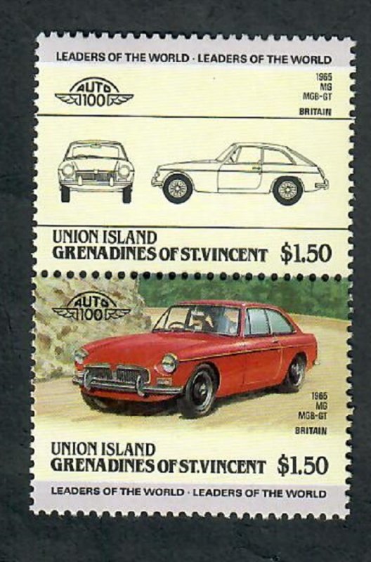 St. Vincent Grenadines - Union Island #158 Cars MNH attached pair