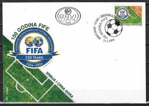 Serbia, Scott cat. 252. FIFA, Soccer issue. First day cover. ^