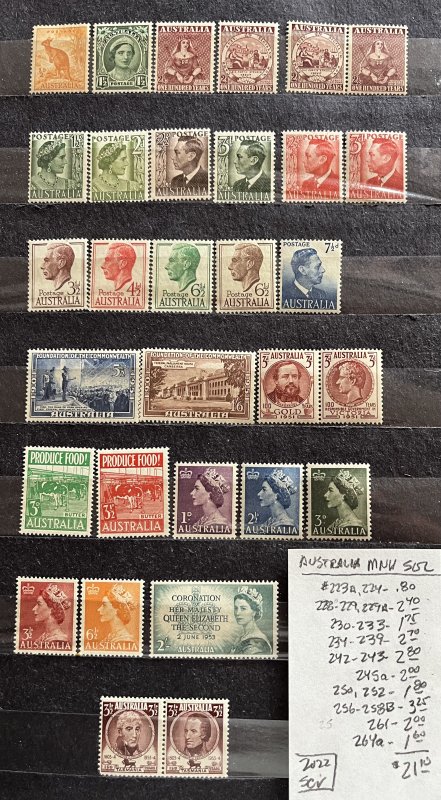 Australia MNH Selection #223a//264a- SCV=$21.10