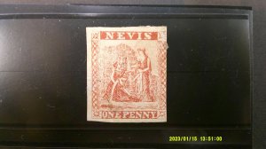 Nevis 1861 Scott# 5 Unused/Used? VF (Clipped XF) Scarce Piece