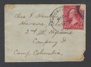 US 1899 post Spanish American War, miniature cover to Camp Columbia, Cuba