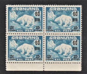 Greenland 1956 Polar Bear Stamp (Surcharged 60/40, B/4) MNH CV$40