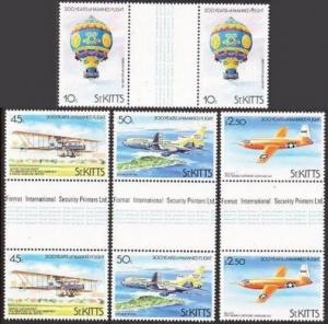 St Kitts 123-126 gutter,MNH.Michel 118-121. Manned Flight-200.1983.