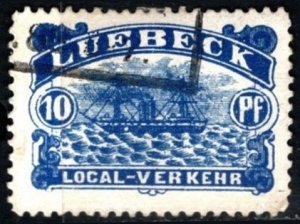 1888 Germany Local Post Luebeck 10 Pfennig Local - Verkehr Used Partial Cancel