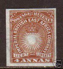 British East Africa Sc 19a MLH. 1890 4a Sun & Crown, Cert.