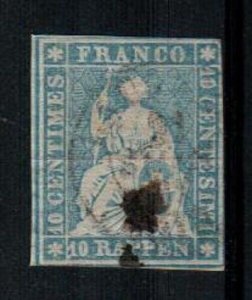 Switzerland Scott 27a Used, thin paper variety (carmine thread) [TK138]