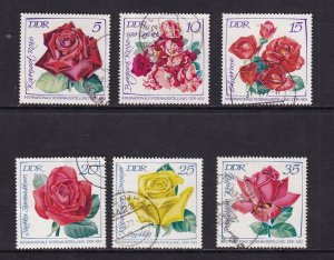 German Democratic Republic   DDR   #1378-1383 used 1972  roses