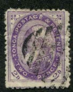 Tonga SC# 2a King George I 2p perf 12-1/2 smal thin Used wmk 62 SCV $14.00