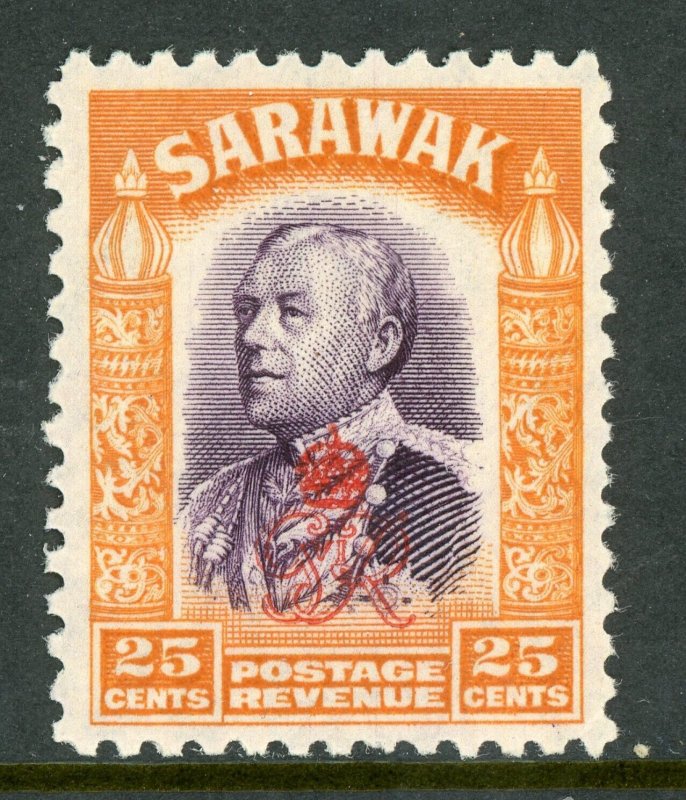 British Crown Colony 1947 KGVI SARAWAK Royal Cypher OP  25¢ Sc #169 MNH Y209 ⭐⭐⭐