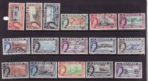 Bahamas-Sc#158-73- id2-used QEII definitive set-1954-