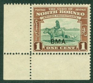 SG 320 North Borneo 1945. 1c green & red-brown. Unmounted mint corner marginal..